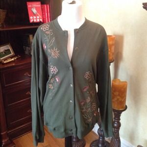 Beautiful olive green cardigan sweater.