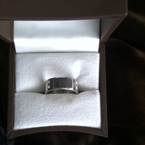 SOLD! Titanium / leather simulated Diamond Band