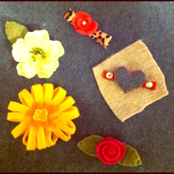 Home made hand stitched hair clips