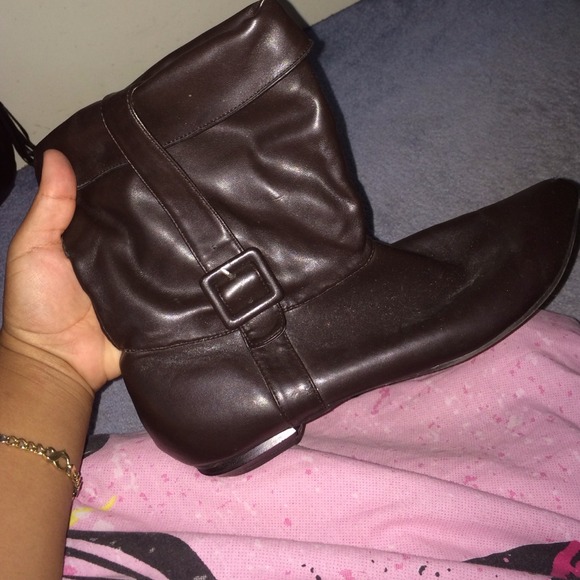 SALE Brown Pointed Toe Boots with Buckle