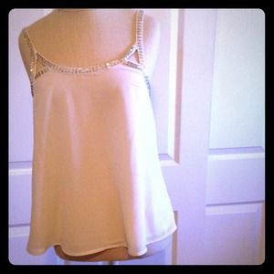 Elegant sheer beige beaded shirt