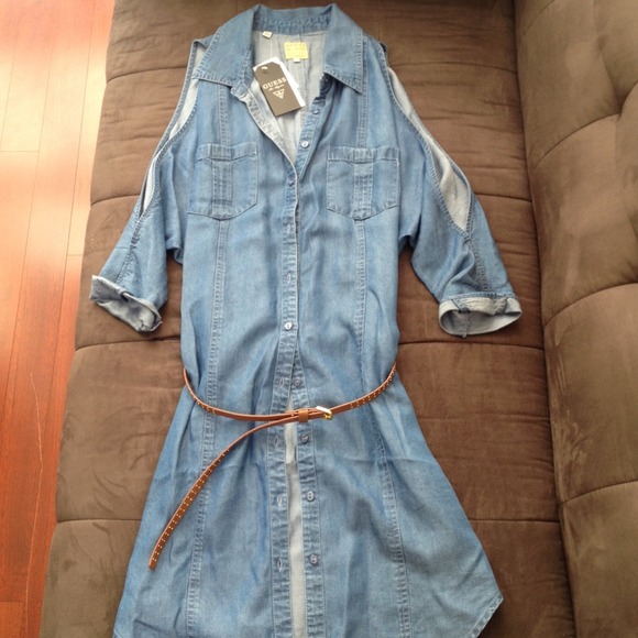 Guess Three-Quarter Sleeve Denim Shirtdress NWT