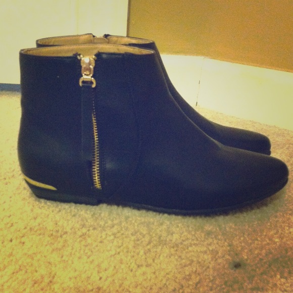 Black Ankle Boots with gold accents!
