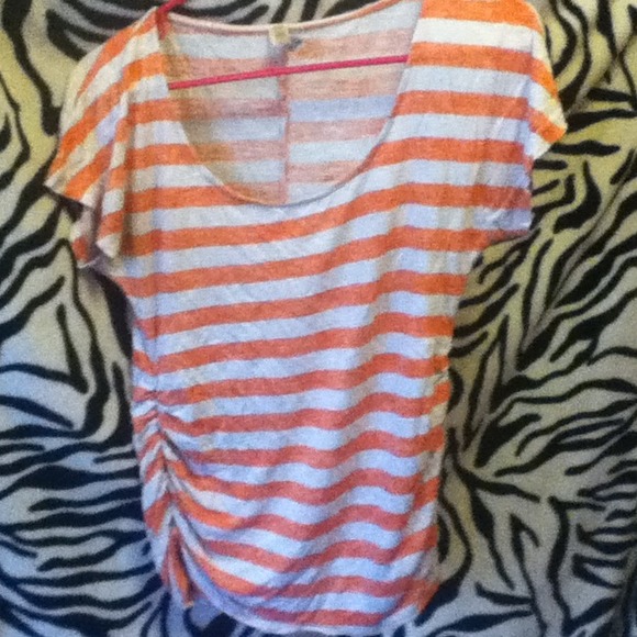 Orange an white striped T-shirt