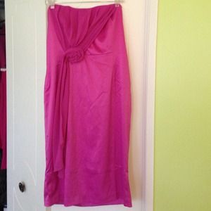 Fuchsia Pink Strapless Cocktail Dress
