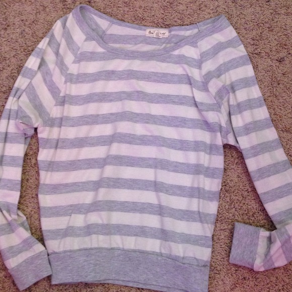 Blue grey, and white sweater