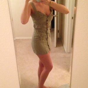 Olive green safari dress