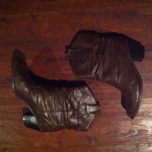 Brown Ankle Boots and Black Sherpa lined boots