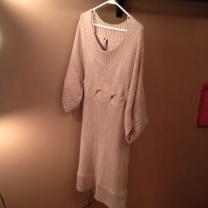 Boat neck sweater dress, very light pink