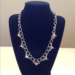 Silver Pyramid Stud Chain Necklace