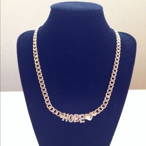 Gold Rhinestone "HOPE <3" Letters Chain Necklace