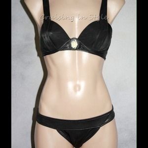 La Perla Bikini Brazilian Black Bikini sz 6 $492