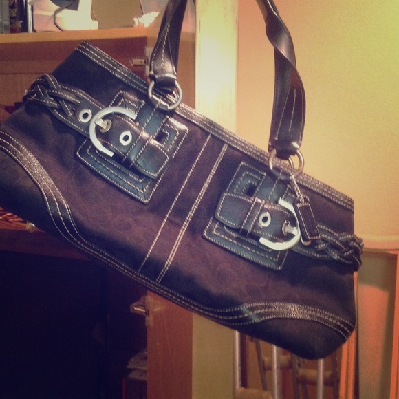 Coach black c tote