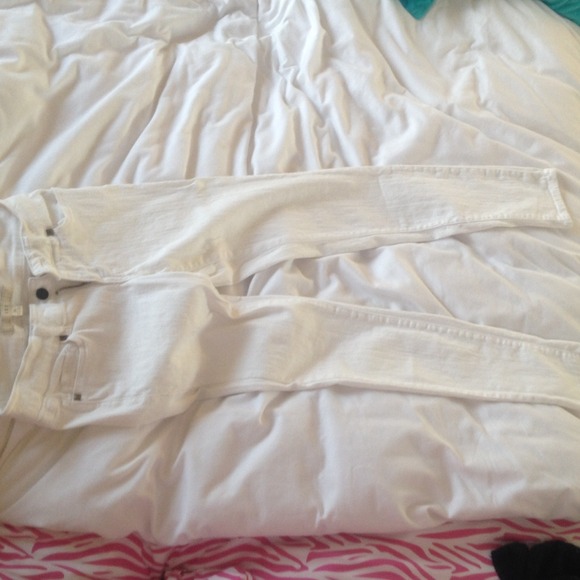 White studded pocket jeans