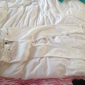 White studded pocket jeans