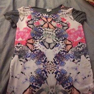 Semi sheer front, solid gray backed tunic