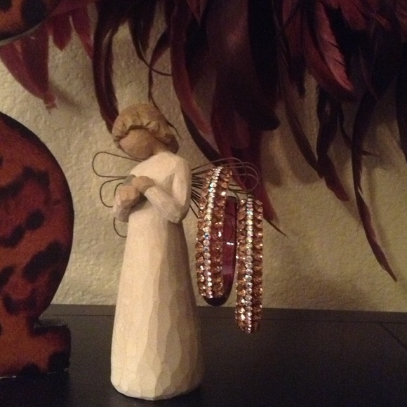PIERCED EARRINGS IN GOLD, BROWN, & IRRIDESCENT. - Picture 1 of 4