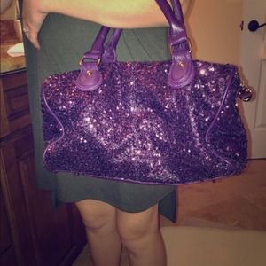 Deux lux purple sequin tote bag
