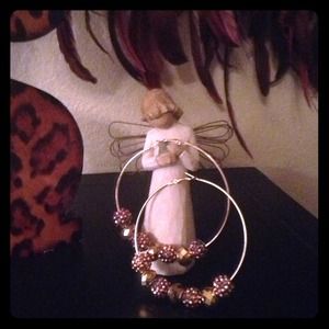 XLARGE HOOP EARRINGS IN GOLD AND PINK TONES-CUTE !