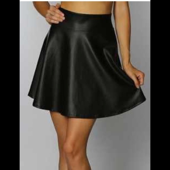 Faux Leather Skater Skirt: Sizes