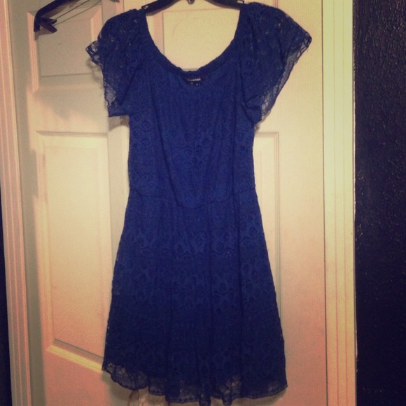Navy blue lace fringe dress