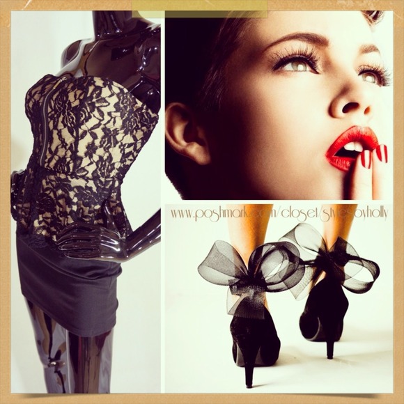 XX SOLD XX Black/Beige Lace Peplum Dress NWOT