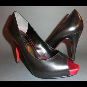 Awesome black & red peep toe heels!