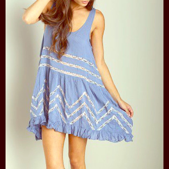 Free People Trapeze Slip Blue Combo NWT SZ. SM