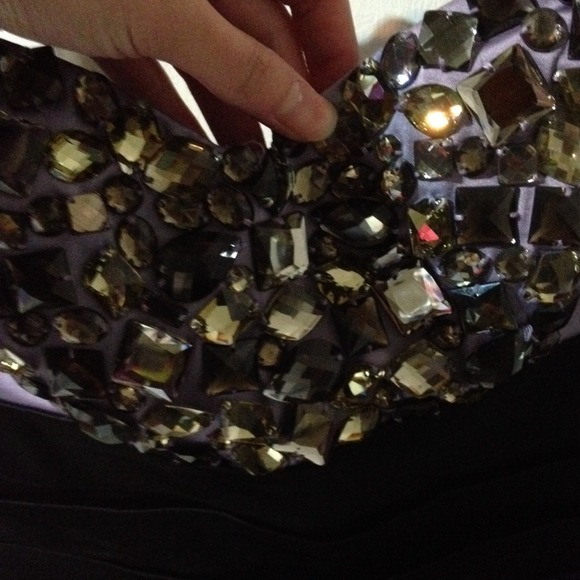 Strapless purple dress with pockets - Picture 2 of 4