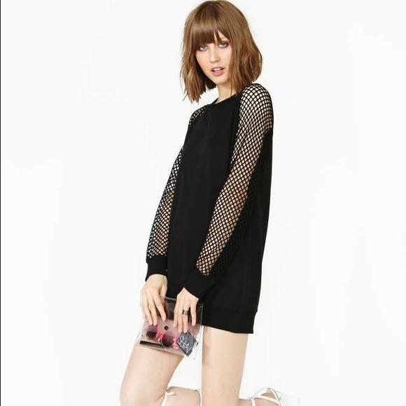 Sold On Sale Black Mesh Sleeves Dress -BNWOT