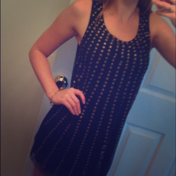 Black studded short dress