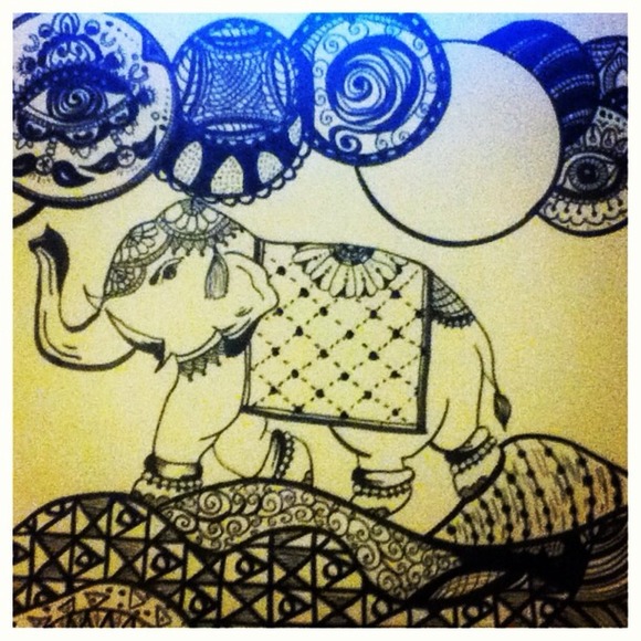 Moroccan Elephant Drawing, by me.