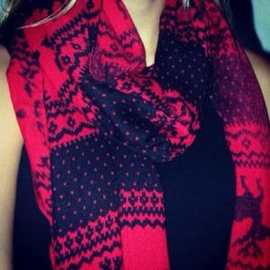 Red reindeer scarf. Only a few left!