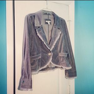 White House Black Market Grey Velvet Jacket