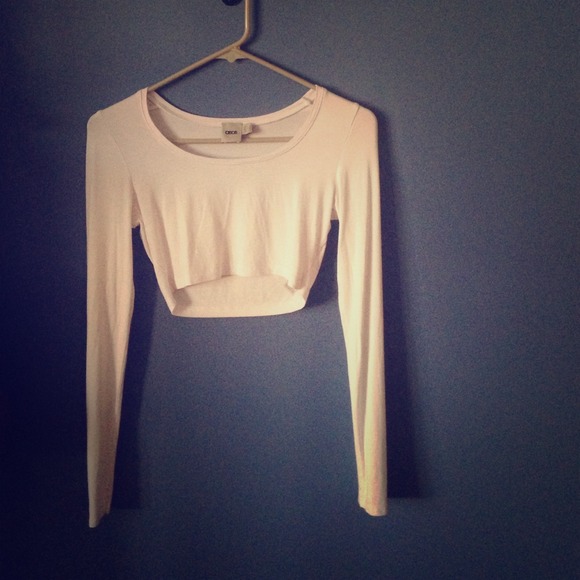 Asos white long sleeve crop top
