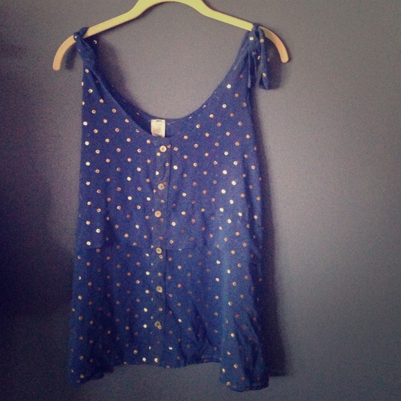 Sheer blue gold top - Picture 1 of 2