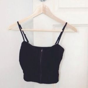 black zip-up bustier crop top | cotton on
