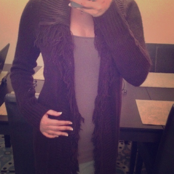 Long brown sweater!
