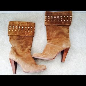 Michael kors suade leather studded boots
