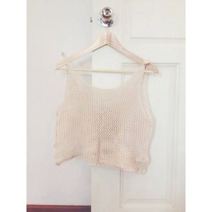 cream cropped open knit coverup | cotton on