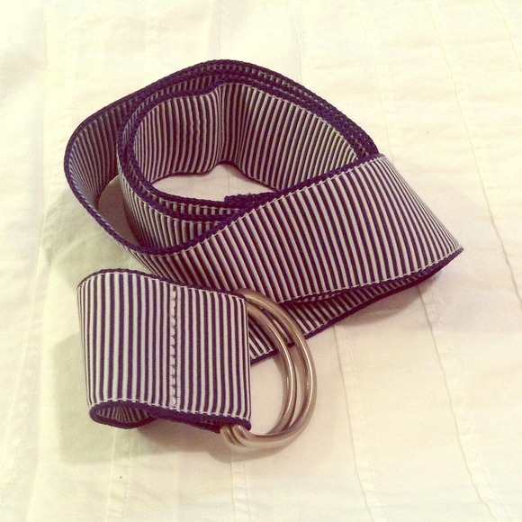 J. Crew navy blue and white ribbon belt