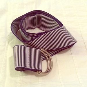 J. Crew navy blue and white ribbon belt