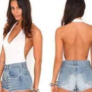 American apparel one piece halter. Seen on Kim. K