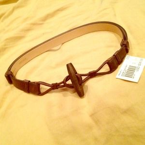 Brown Leather Adjustable Skinny Belt