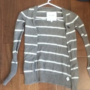 Abercrombie Kids knit gray/white stripes cardigan.
