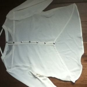F21 creme sheer blouse size S