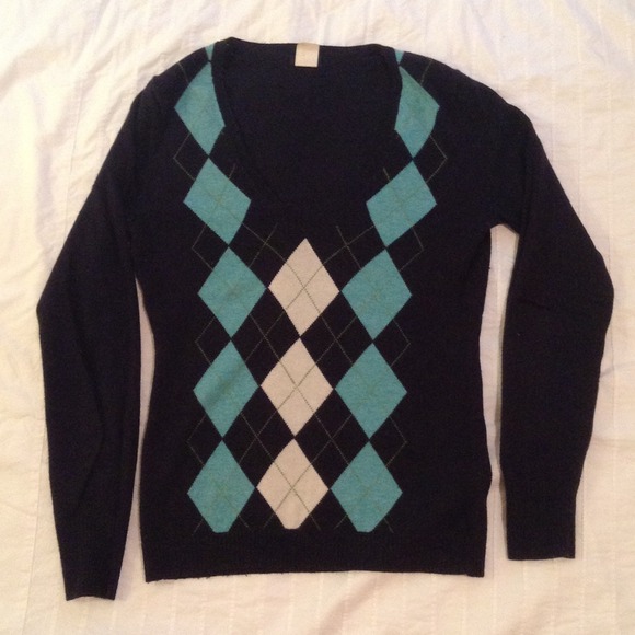 J. Crew Sweaters Cashmere Blend Argyle Navy Blue Sweater Poshmark