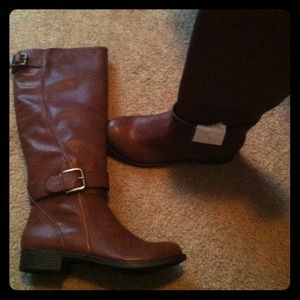 Cognac Brown Riding Boots w/ Buckles SZ. 9 NWT