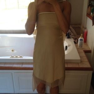 Gold Mango dress with scarf