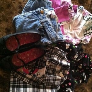 Girls 5pc bundle set jeans shirts sweatshirt shoes
